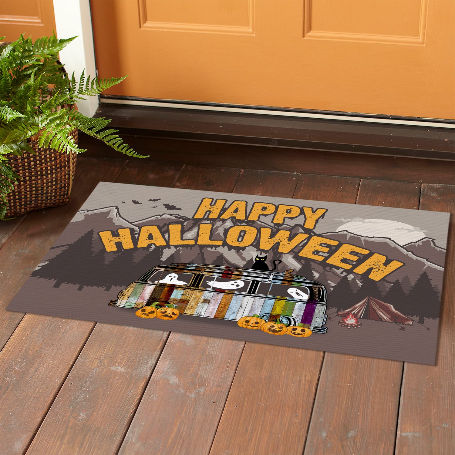 7NH. Happy Halloween Camper (doormat) Doormat mockup 1