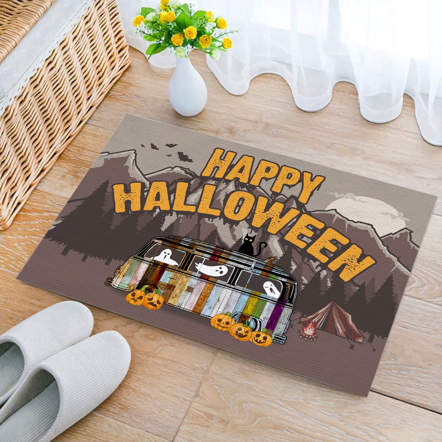 7NH. Happy Halloween Camper (doormat) Doormat mockup 2