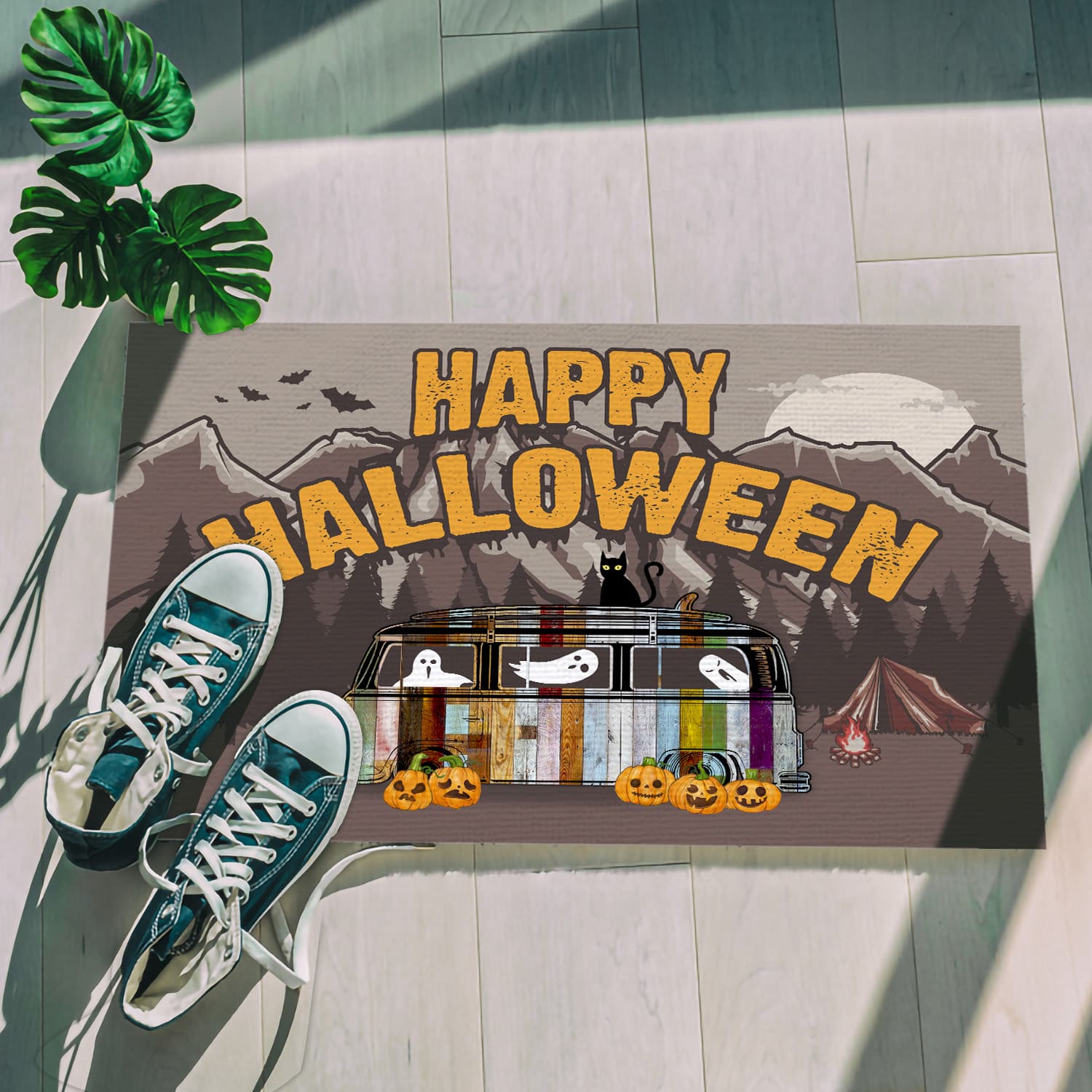 7NH. Happy Halloween Camper (doormat) Doormat mockup 5