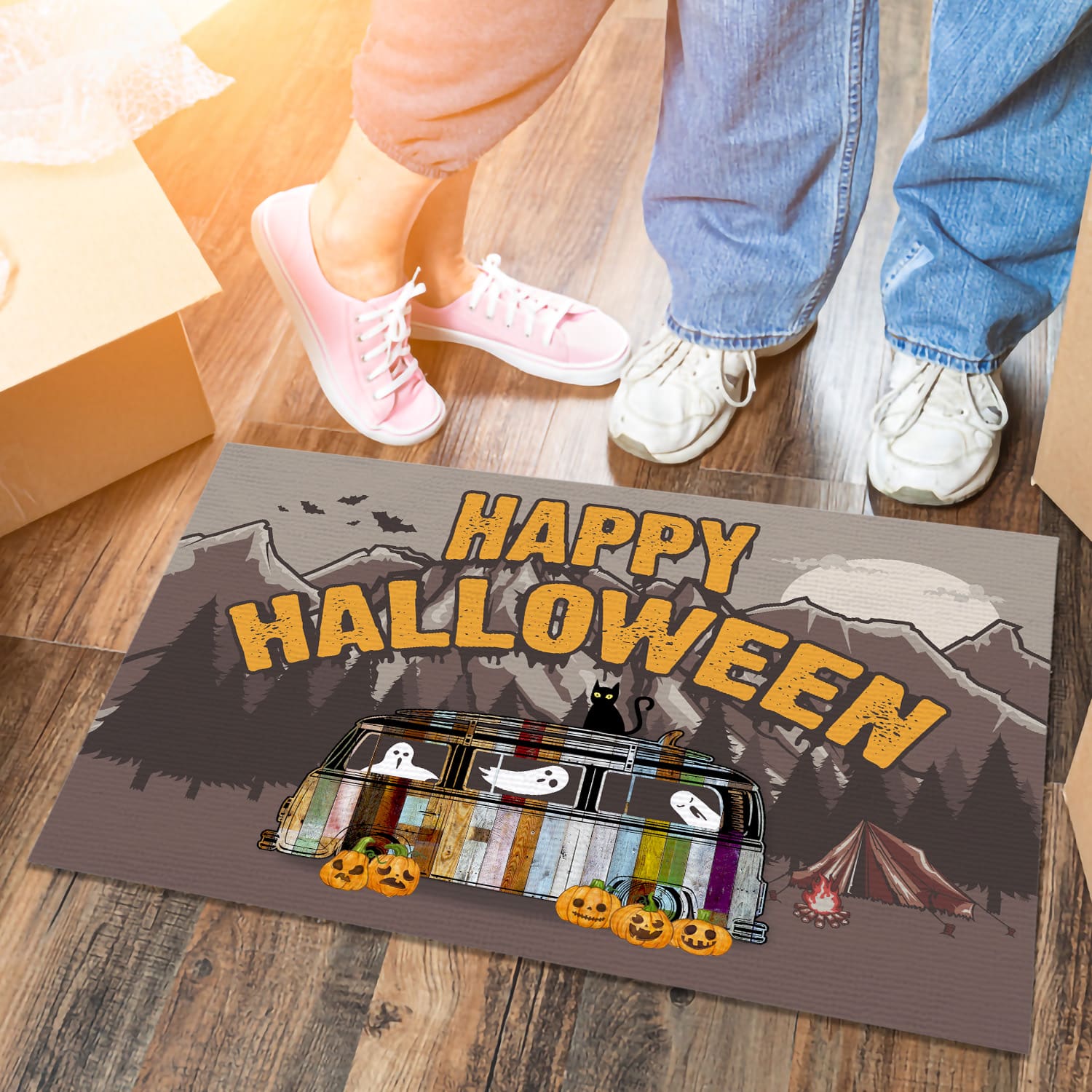 7NH. Happy Halloween Camper (doormat) Doormat mockup 6