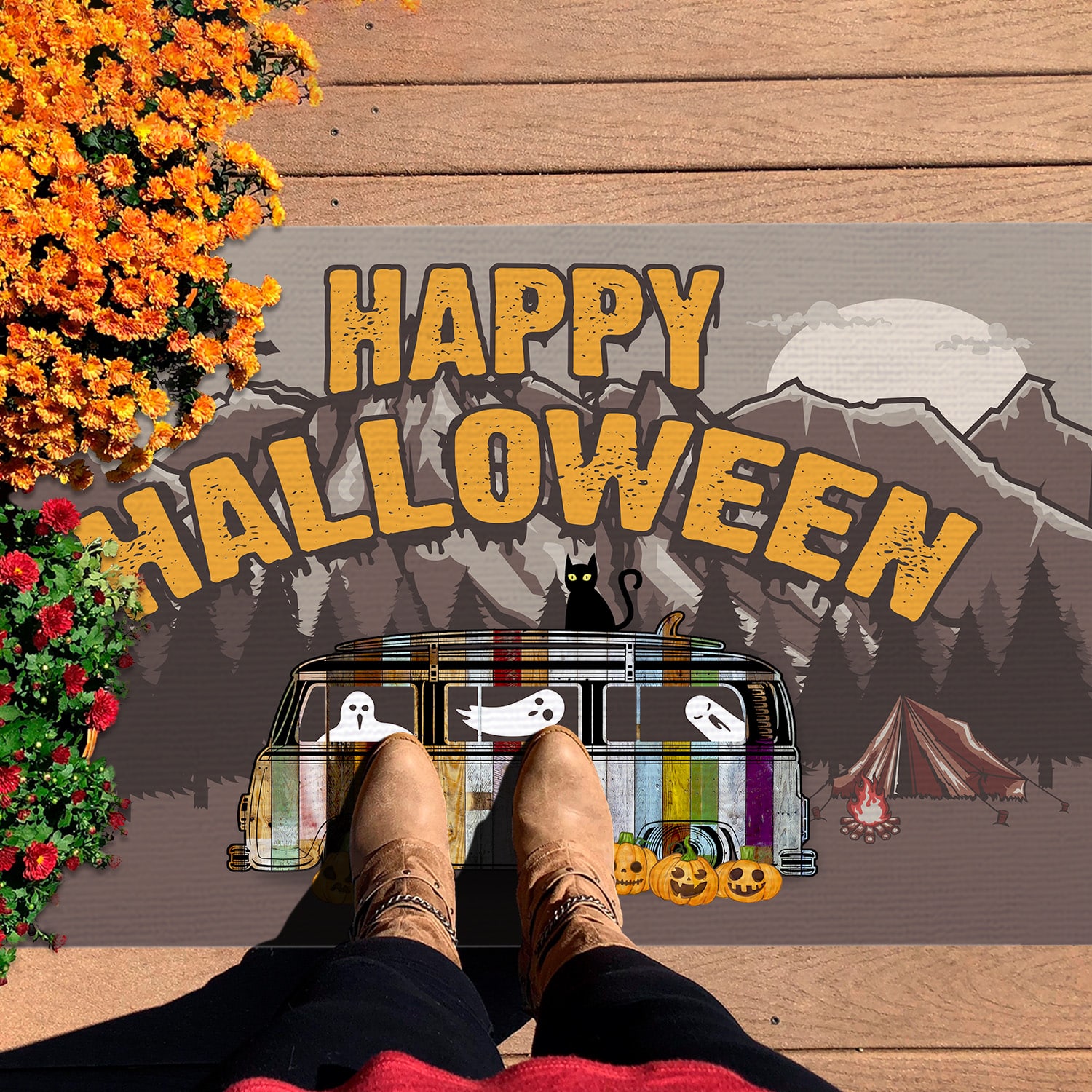 7NH. Happy Halloween Camper (doormat) Doormat mockup 7