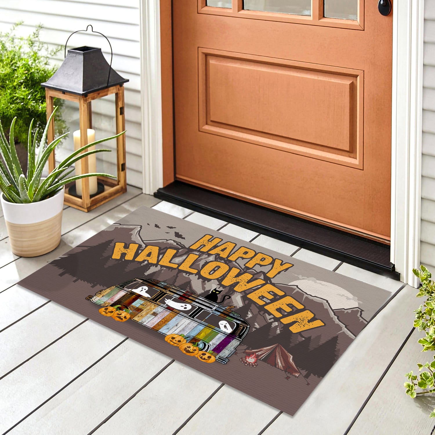 7NH. Happy Halloween Camper (doormat) Doormat mockup 8