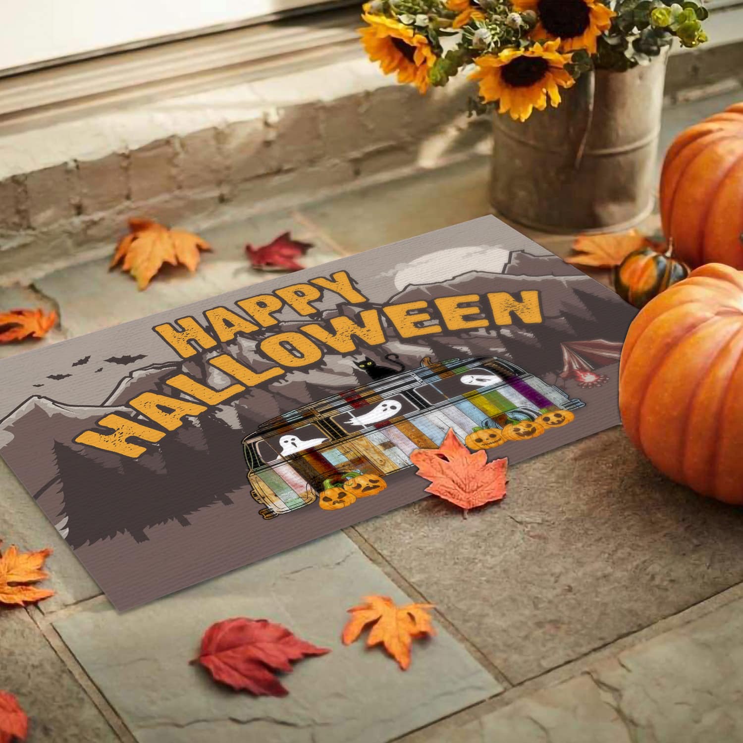 7NH. Happy Halloween Camper (doormat) Doormat mockup 9
