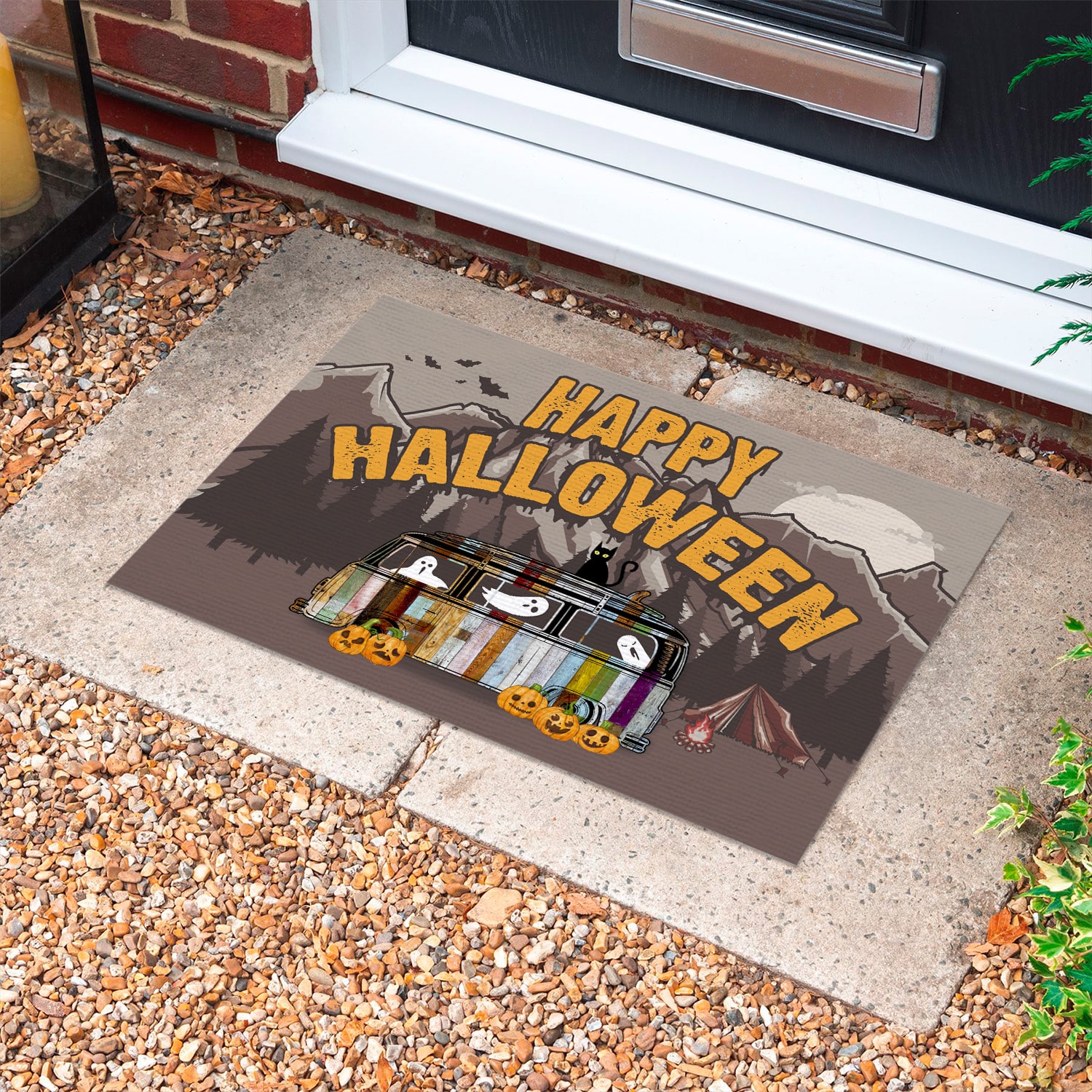 7NH. Happy Halloween Camper (doormat) Doormat mockup 10