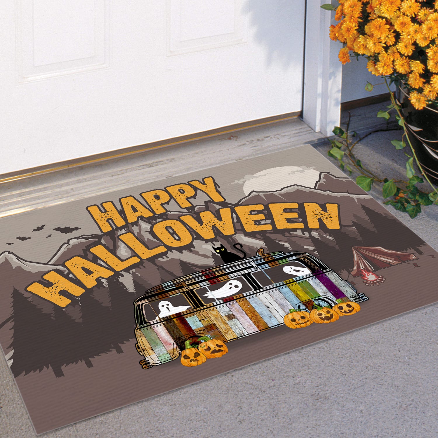 7NH. Happy Halloween Camper (doormat) Doormat mockup 11