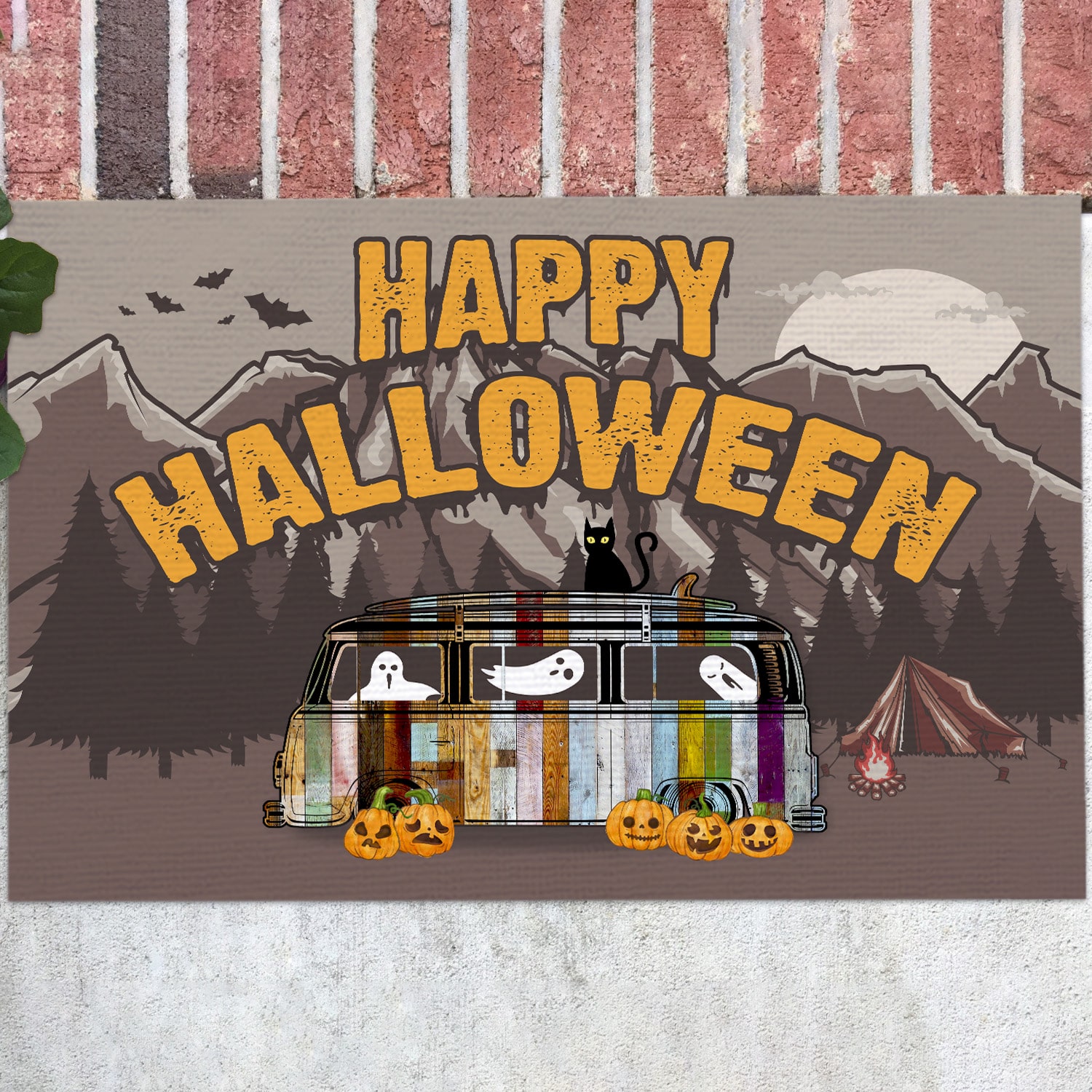 7NH. Happy Halloween Camper (doormat) Doormat mockup 12