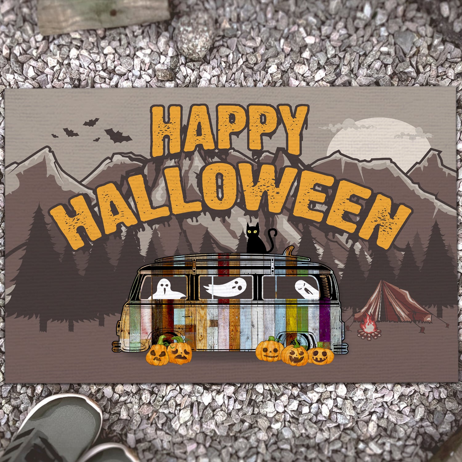 7NH. Happy Halloween Camper (doormat) Doormat mockup 13