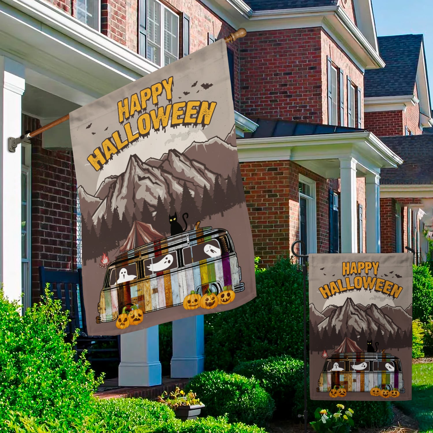 7NH. Happy Halloween Camper 30x40 Garden & House Mockup 2