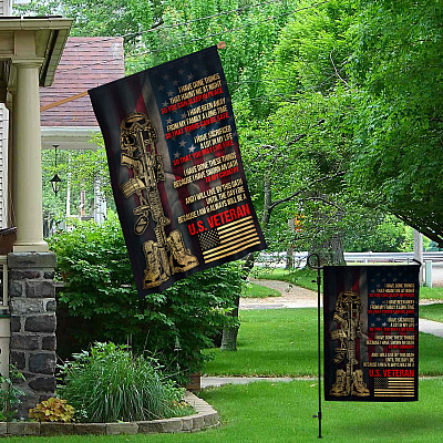 Alternative view of I Have Done Things That Haunt Me At Night Decorative Garden Flag - House Flag - US Veteran Flag