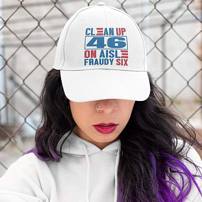 Alternative view of Anti Biden Say No To Creepy Biden Sucks Fraudy Six 46 Twill Cap Hat - Clean Up On Aisle 46 Buck Fiden FU46 Cap Hat