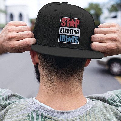 Alternative view of Anti Biden Stop Electing Idiots Biden Sucks Fraudy Six 46 Twill Cap Hat - Clean Up On Aisle 46 Buck Fiden FU46 Cap Hat