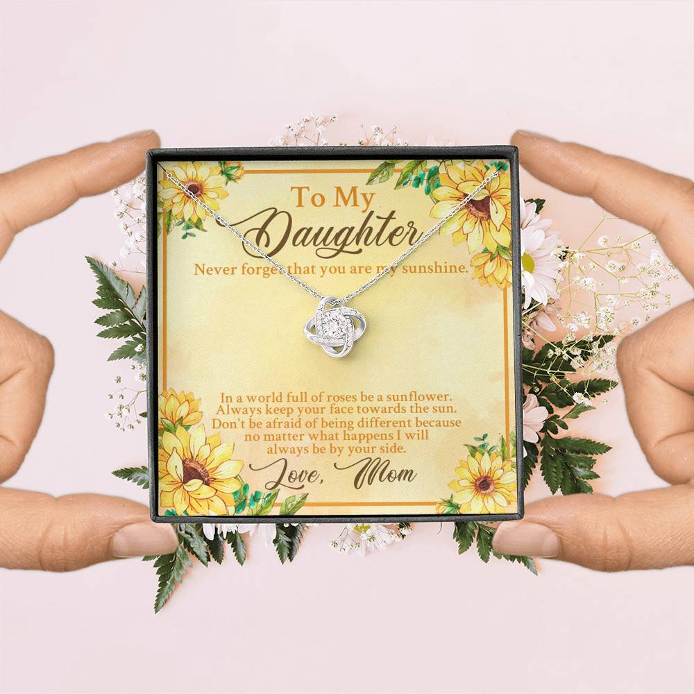 From Mom To My Daughter Never Forget That You Are My Sunshine Sunflower Love Knot Necklace From Mom To My Daughter Never Forget That You Are My Sunshine Sunflower Love Knot Necklace