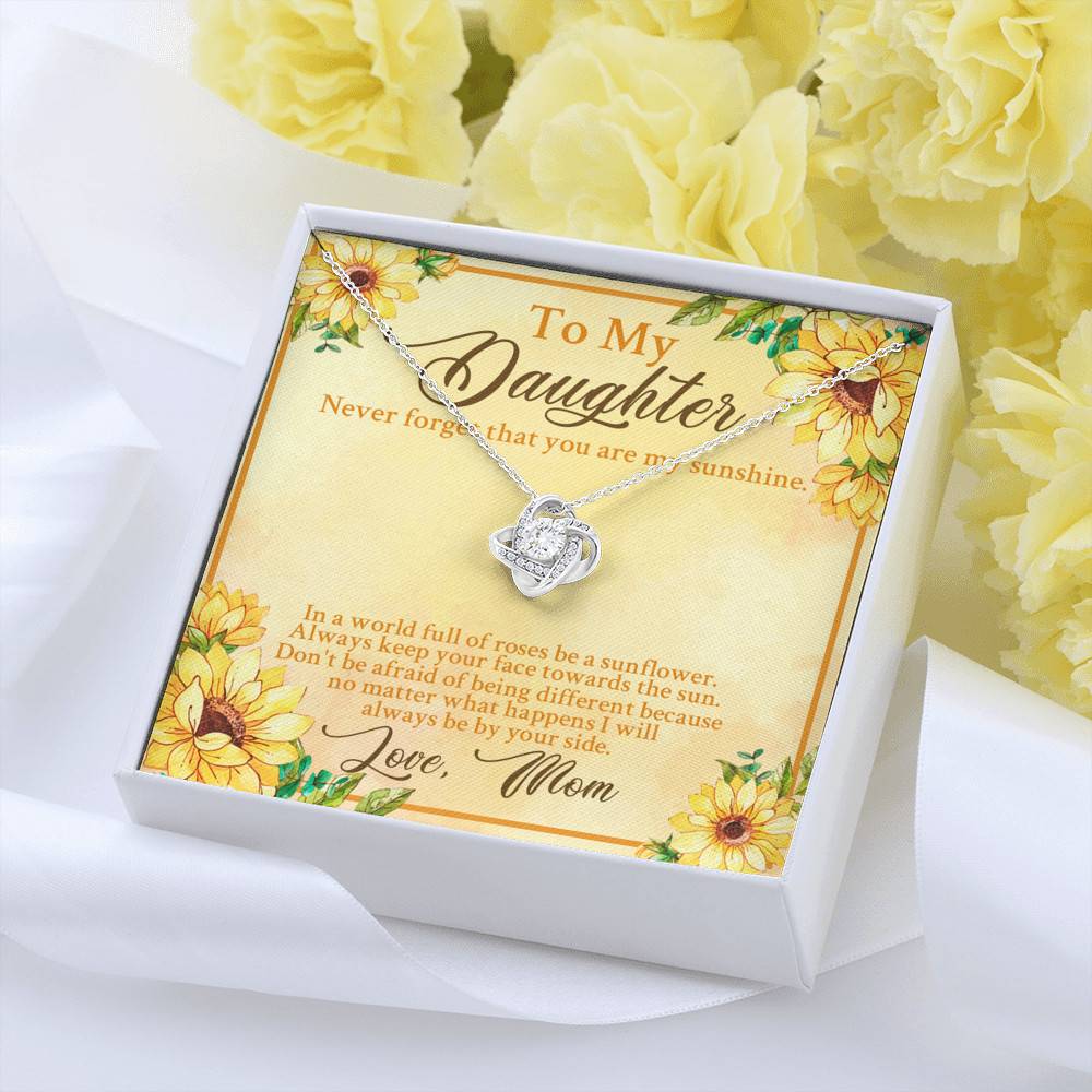 From Mom To My Daughter Never Forget That You Are My Sunshine Sunflower Love Knot Necklace From Mom To My Daughter Never Forget That You Are My Sunshine Sunflower Love Knot Necklace