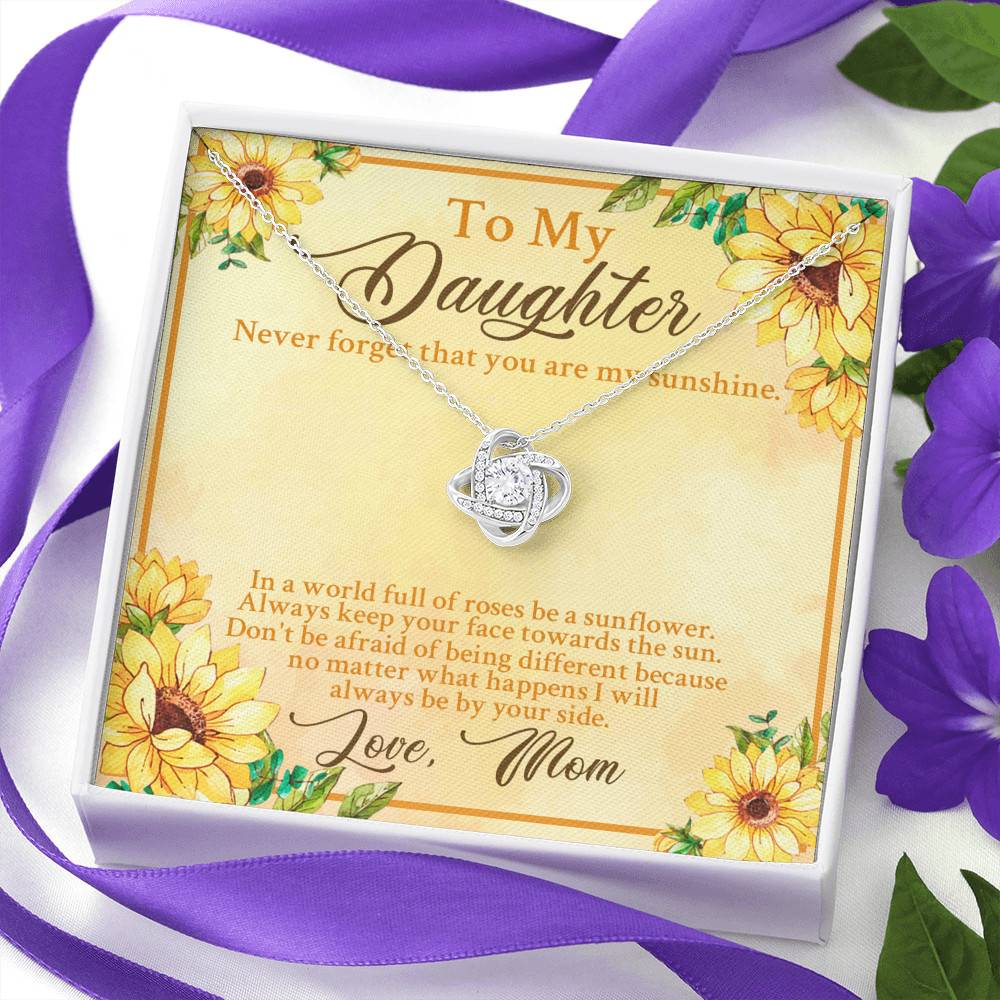 From Mom To My Daughter Never Forget That You Are My Sunshine Sunflower Love Knot Necklace From Mom To My Daughter Never Forget That You Are My Sunshine Sunflower Love Knot Necklace
