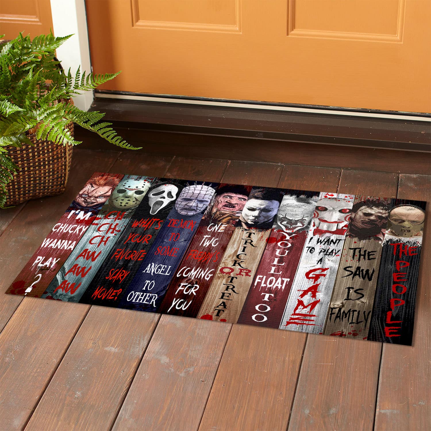9VT. Eat People Horror Character Doormat mockup 1