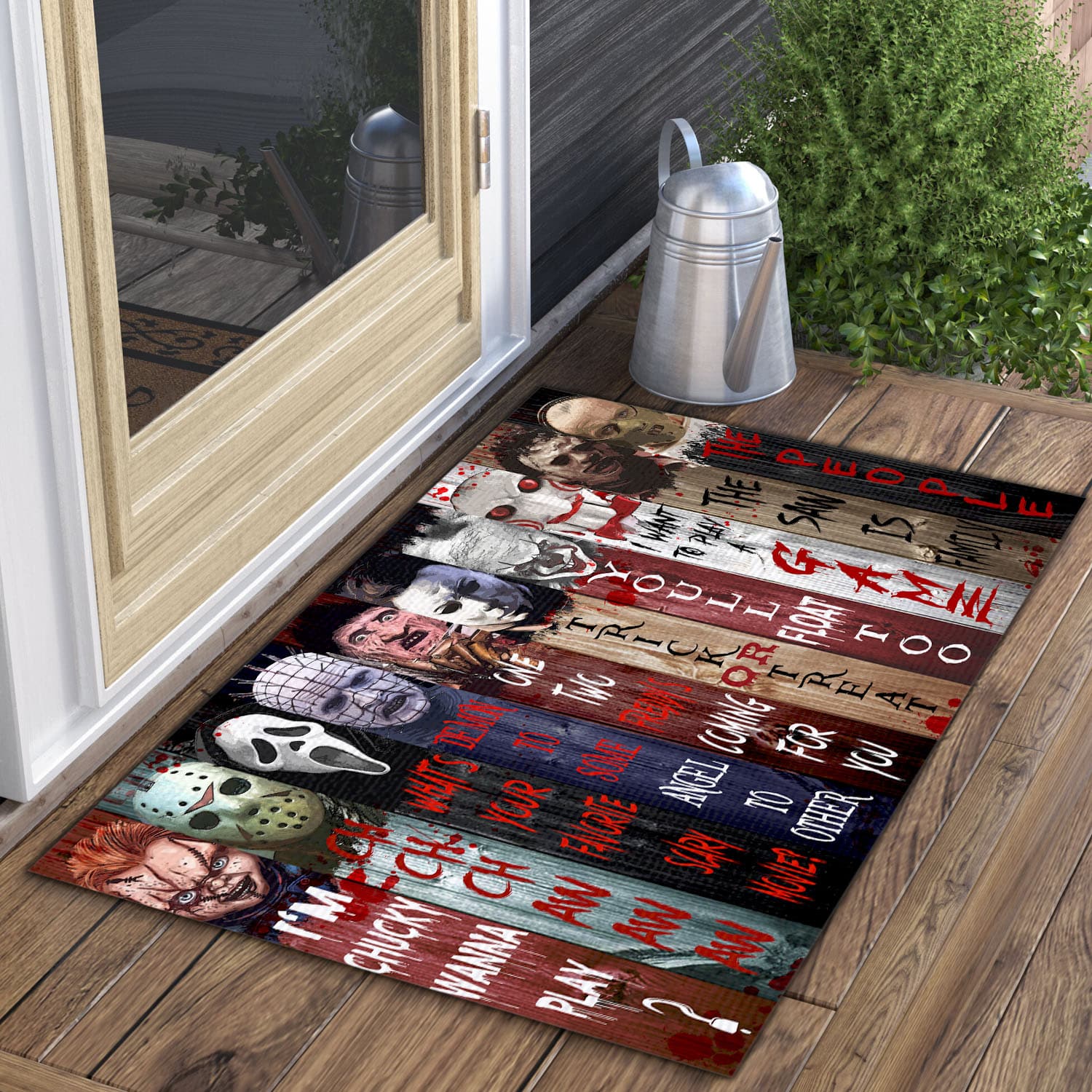9VT. Eat People Horror Character Doormat mockup 3
