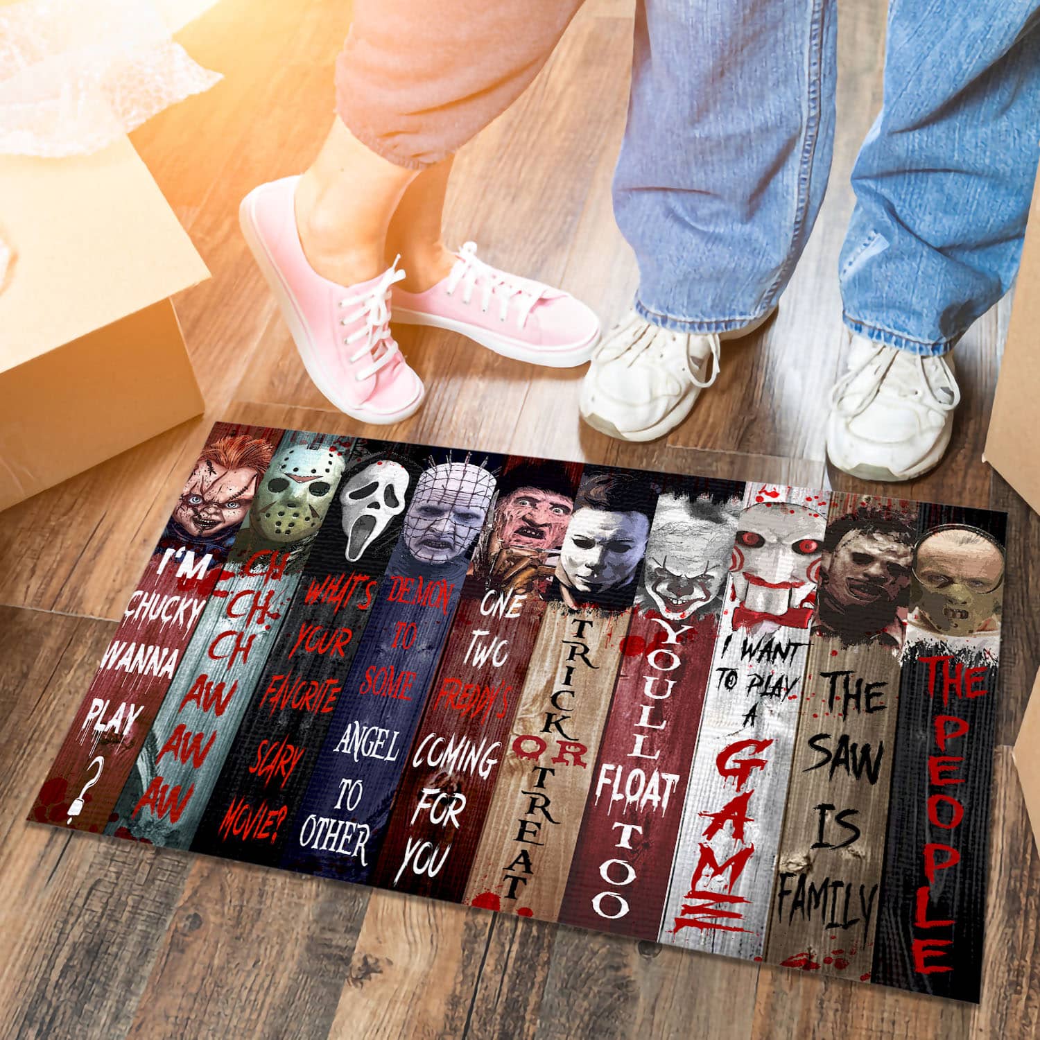 9VT. Eat People Horror Character Doormat mockup 6