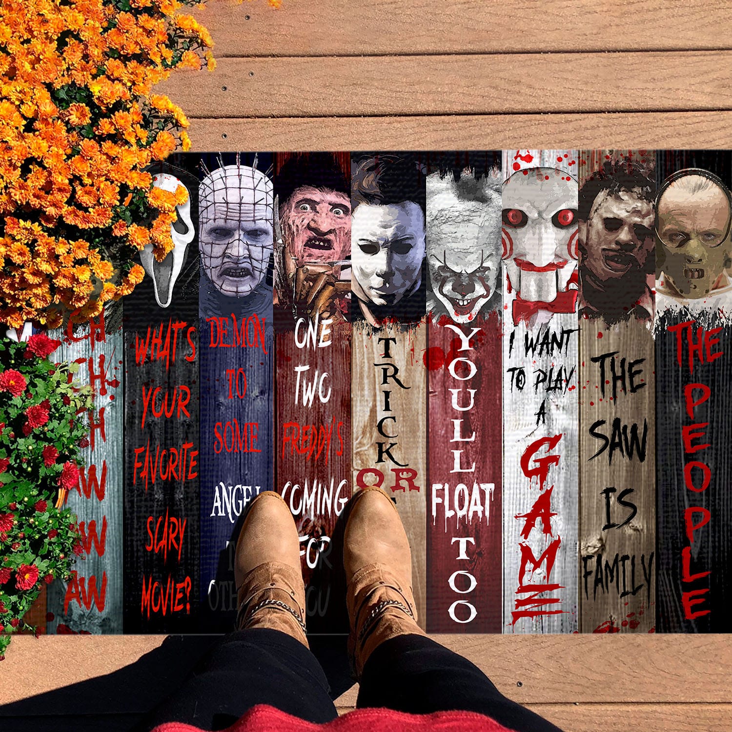 9VT. Eat People Horror Character Doormat mockup 7