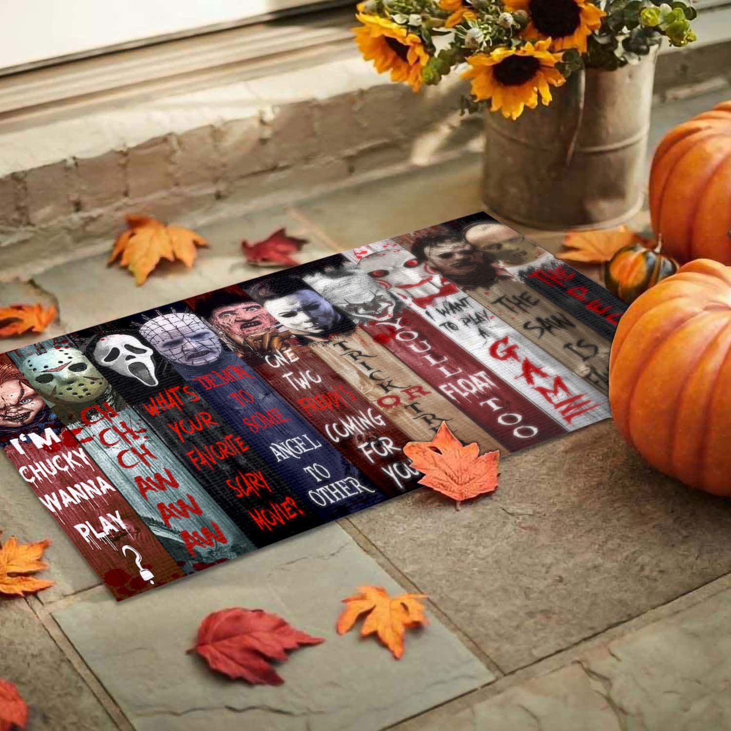 9VT. Eat People Horror Character Doormat mockup 9