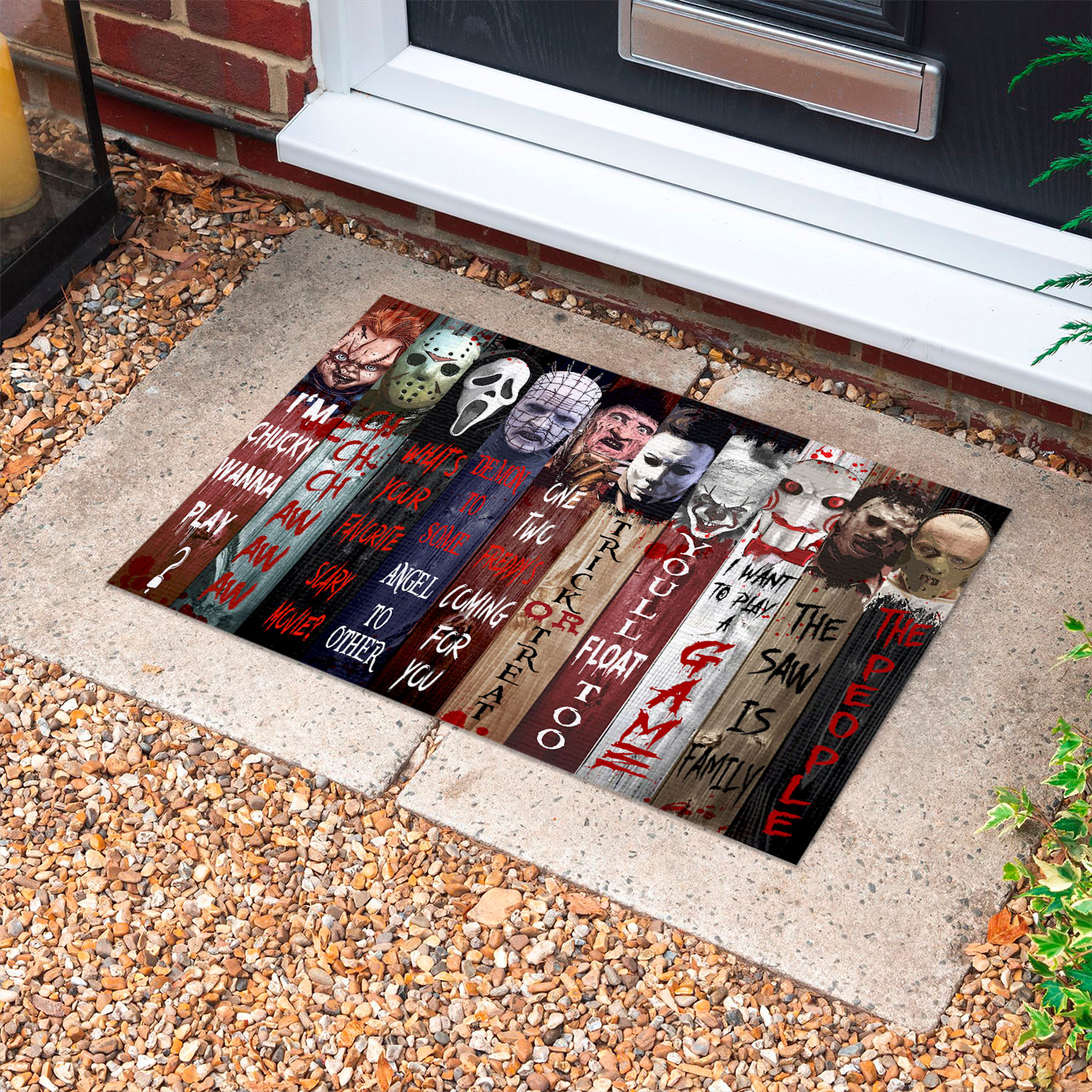 9VT. Eat People Horror Character Doormat mockup 10