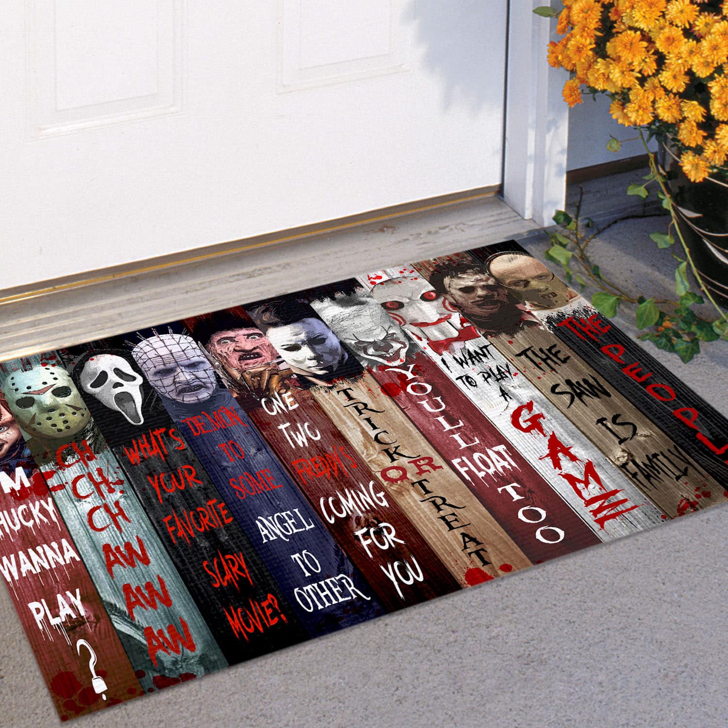 9VT. Eat People Horror Character Doormat mockup 11