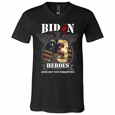 Biden 13 Heroes Tshirt, Black, V-Neck T-Shirt
