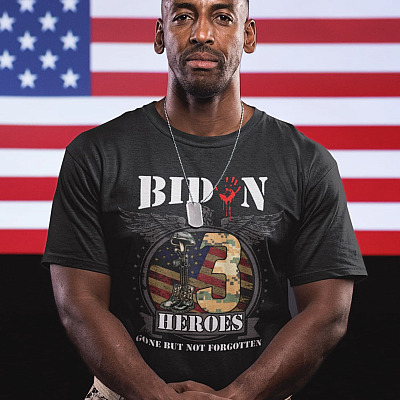 Alternative view of Biden 13 Heroes Gone But Not Forgotten T-Shirt - Fallen Soldiers 13 Heroes In Kabul Afghanistan V-Neck Tee