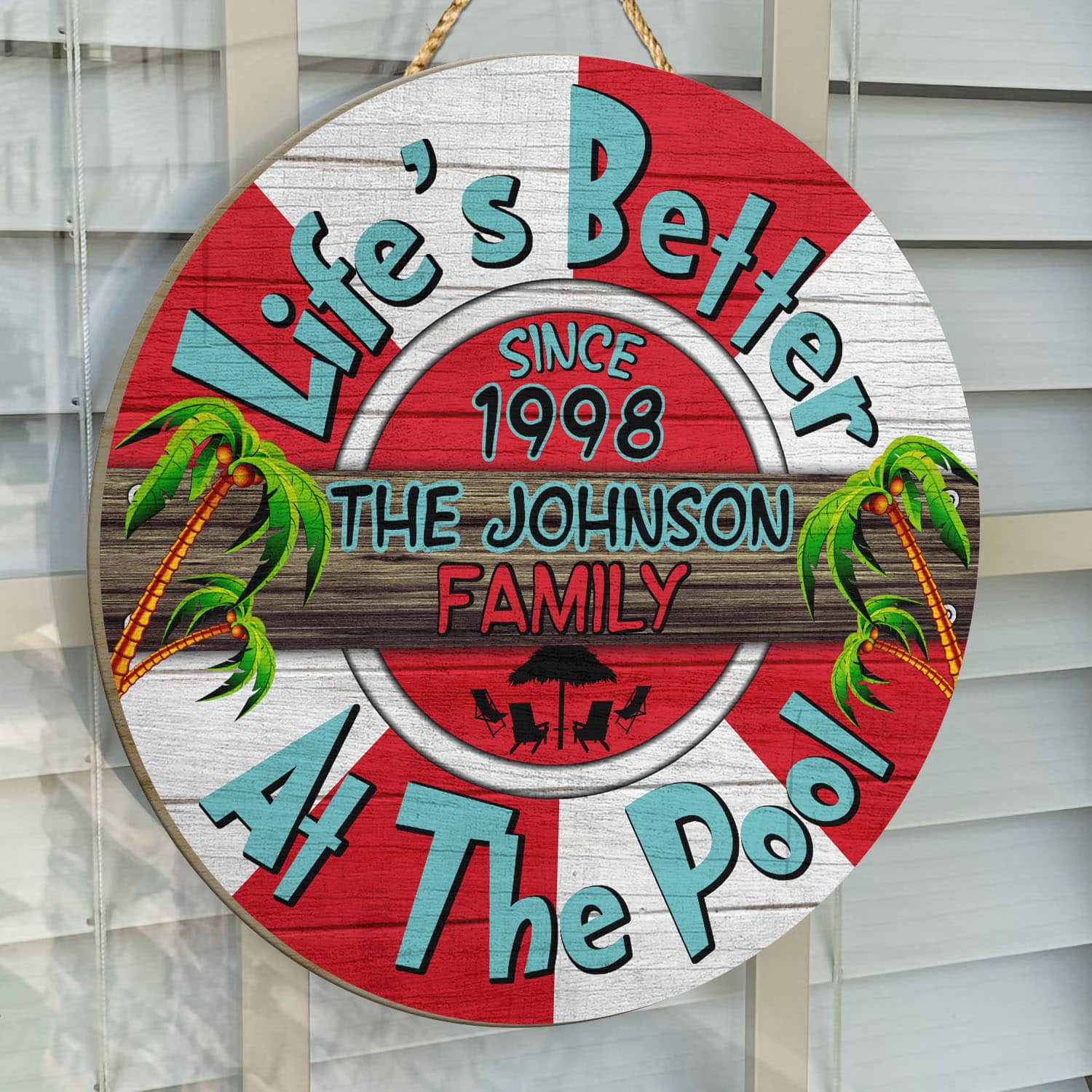 5O. At The Pool - sample design Door Sign Mockup 14