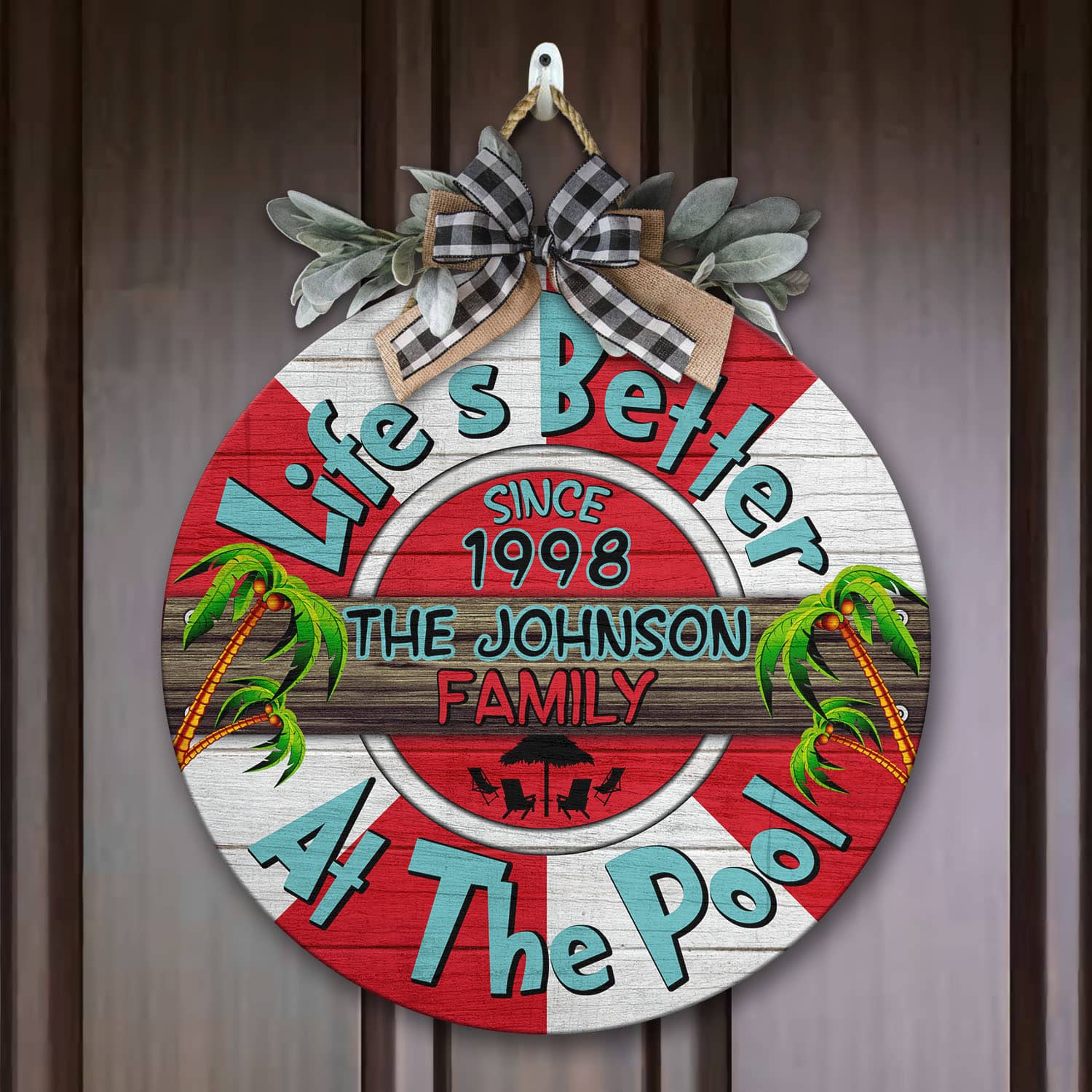 5O. At The Pool - sample design Door Sign Mockup 7