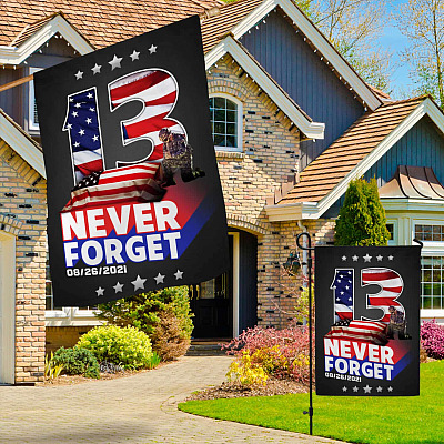 Alternative view of Never Forget 13 Fallen Soldiers 08/26/2021 Flag - 13 Fallen Heroes Kabul Afghanistan Garden Flag - House Flag