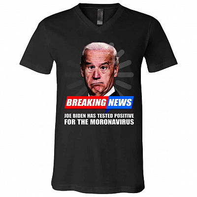 moronavirus T, Black, V-Neck T-Shirt