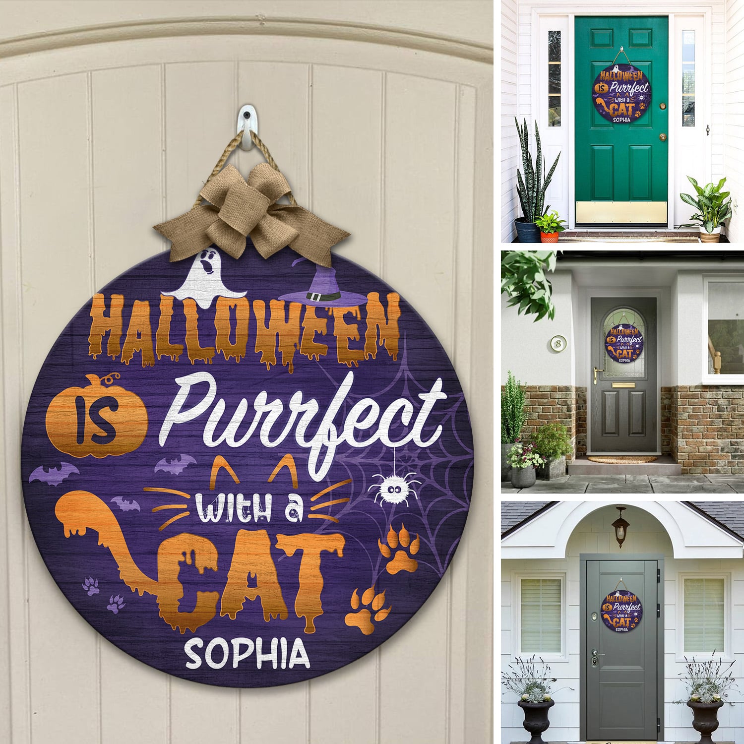 3KT. Halloween Is Purrfect Cat (Sample Design) Door Sign Mockup 12