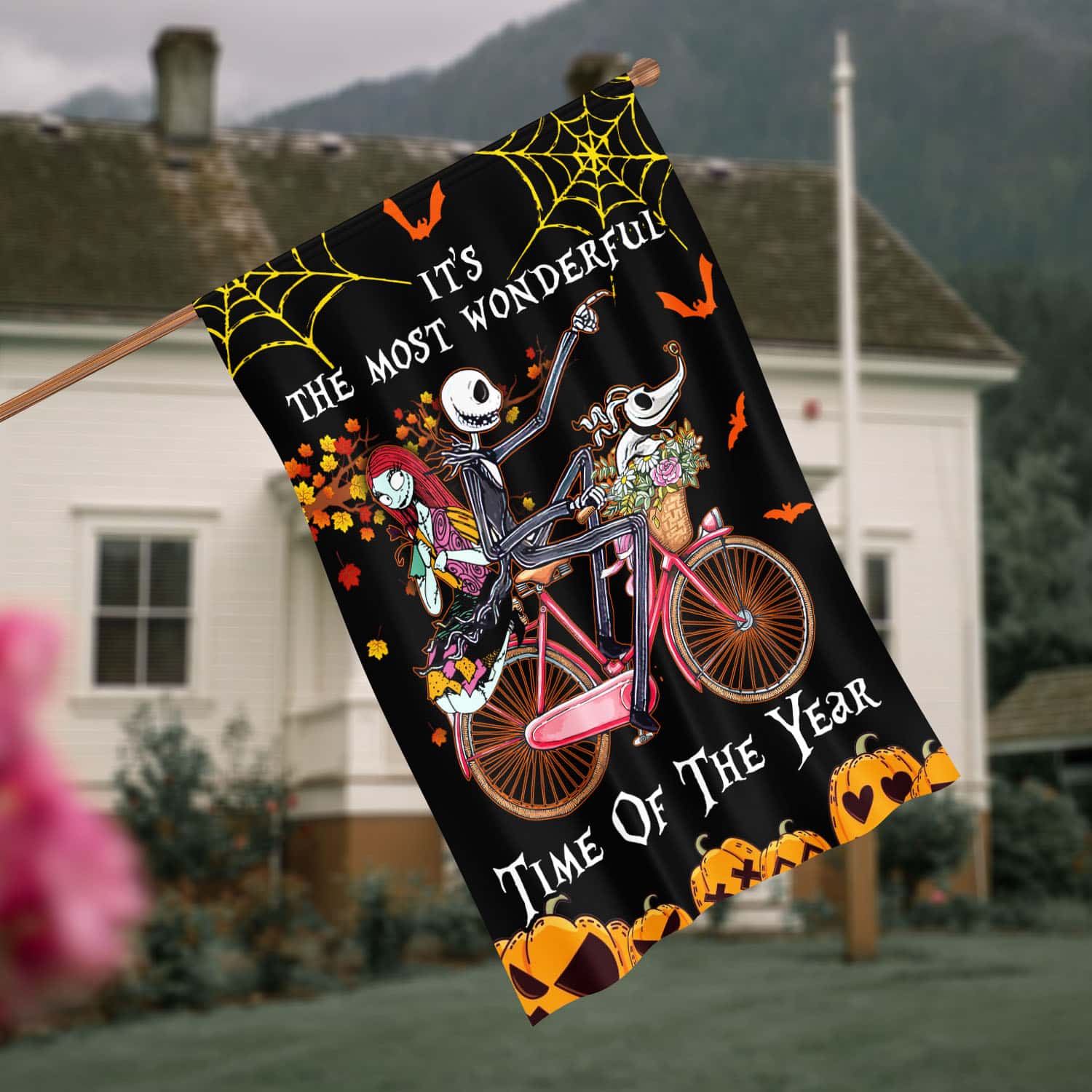 8BN. Wonderful Time 30x40 House Flag Mockup 4