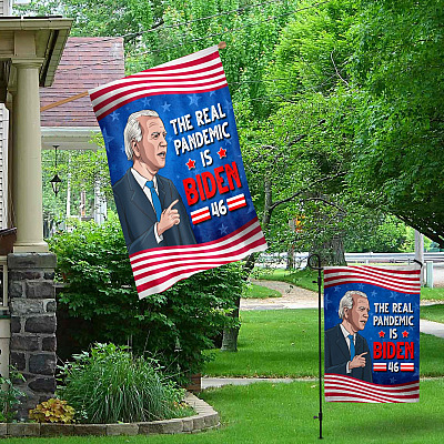 Alternative view of The Real Pandemic Is Biden 46 No Biden Outdoor Indoor Decorative Garden Flag - House Flag - Wall Flag
