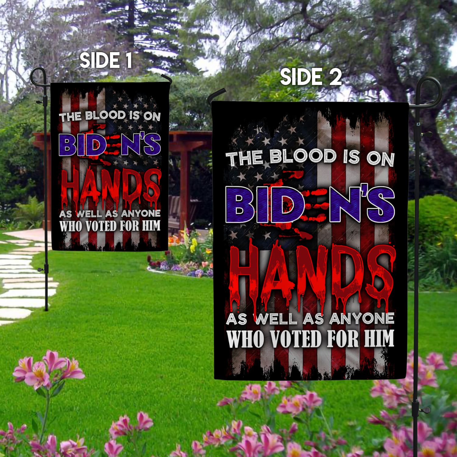 18NH. Biden Hands Garden Flag Mockup 2 Side-1