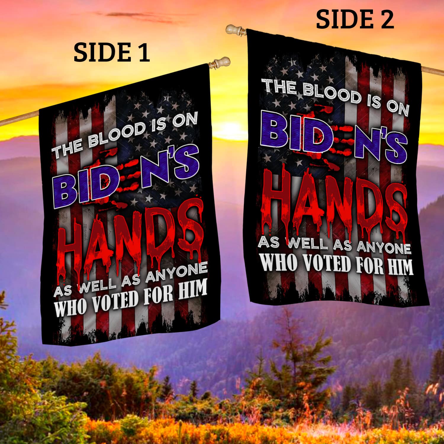 18NH. Biden Hands House Flag Mockup 2 Side