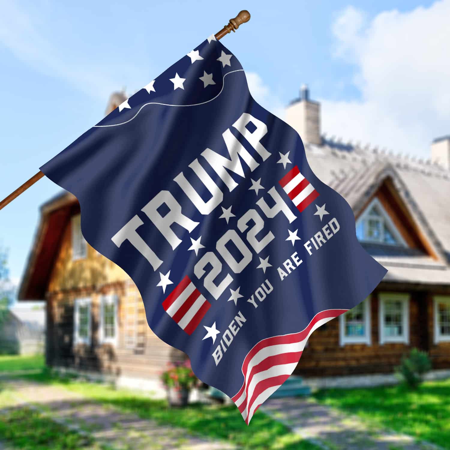 6KNG. Biden Fired 30x40 House Flag Mockup 5