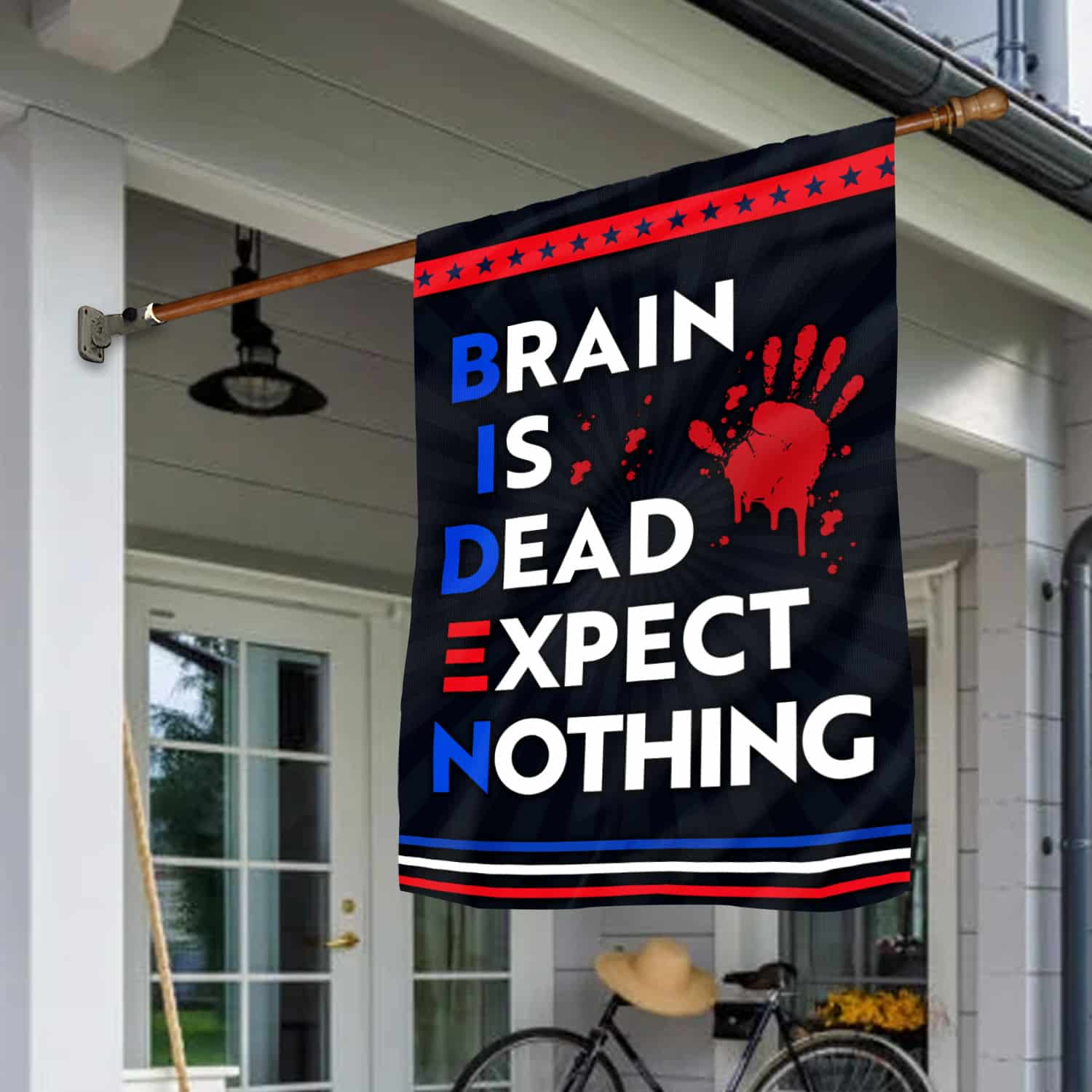 1LV. Brain Is Dead FLAG House Flag Mockup 1