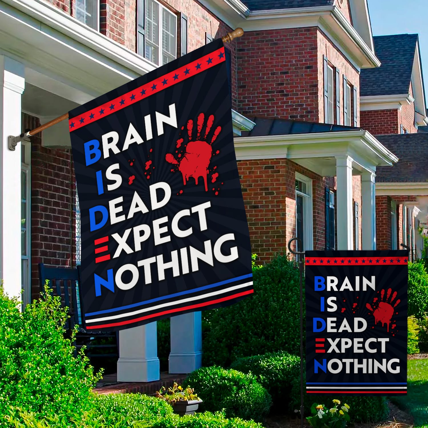 1LV. Brain Is Dead FLAG Garden & House Mockup 2