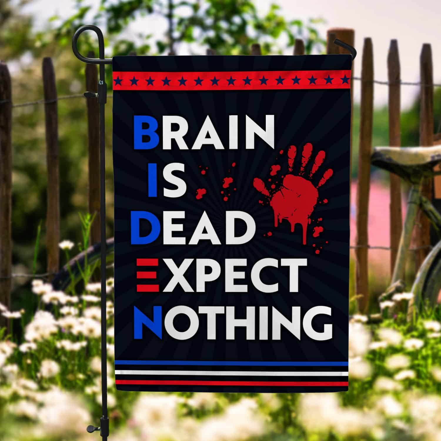 1LV. Brain Is Dead FLAG Garden Flag Mockup 6