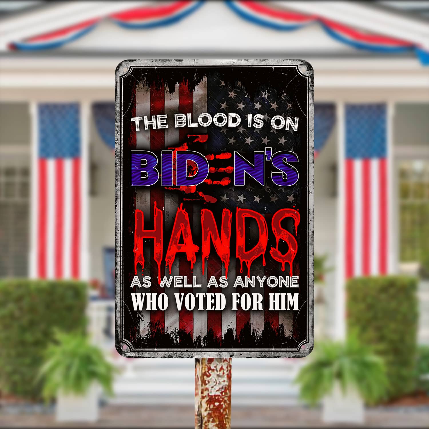 18NH. Uu tien.Biden Hands Flag Metal sign Metal Sign Mockup 13