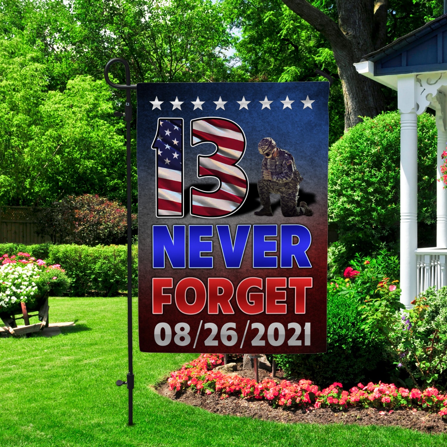 2LV. UU TIEN 13 Never Forget (flag) Garden Flag Mockup 2