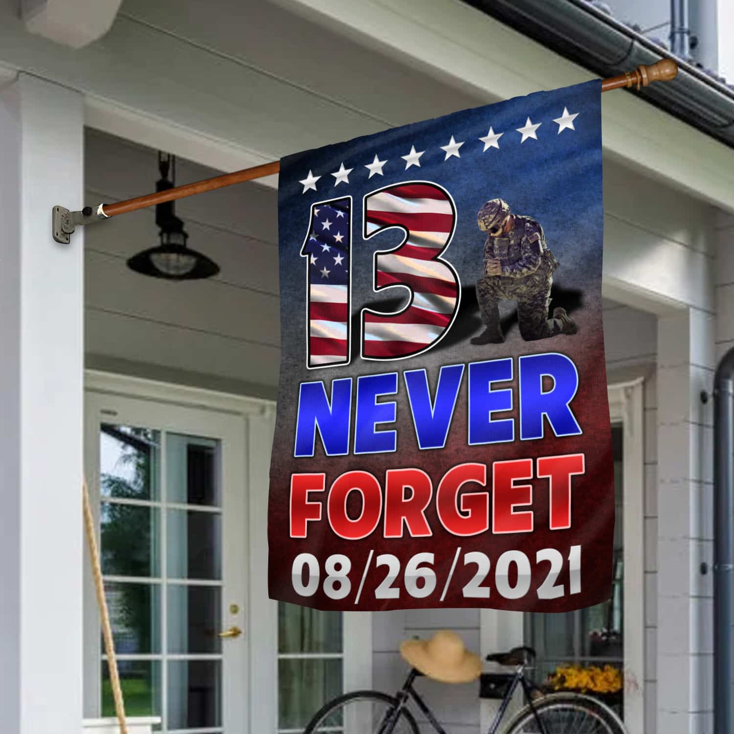 2LV. UU TIEN 13 Never Forget (flag) House Flag Mockup 1