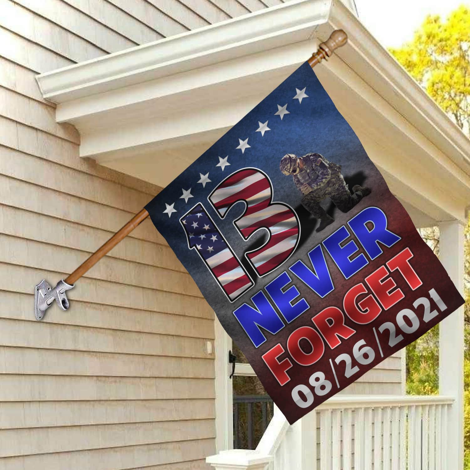 2LV. UU TIEN 13 Never Forget (flag) House Flag Mockup 2