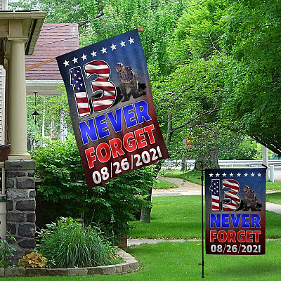 Alternative view of Never Forget 13 Soldiers Kabul Afghanistan Decorative Garden Flag - Never Forget 8/26/2021 House Flag - Wall Flag