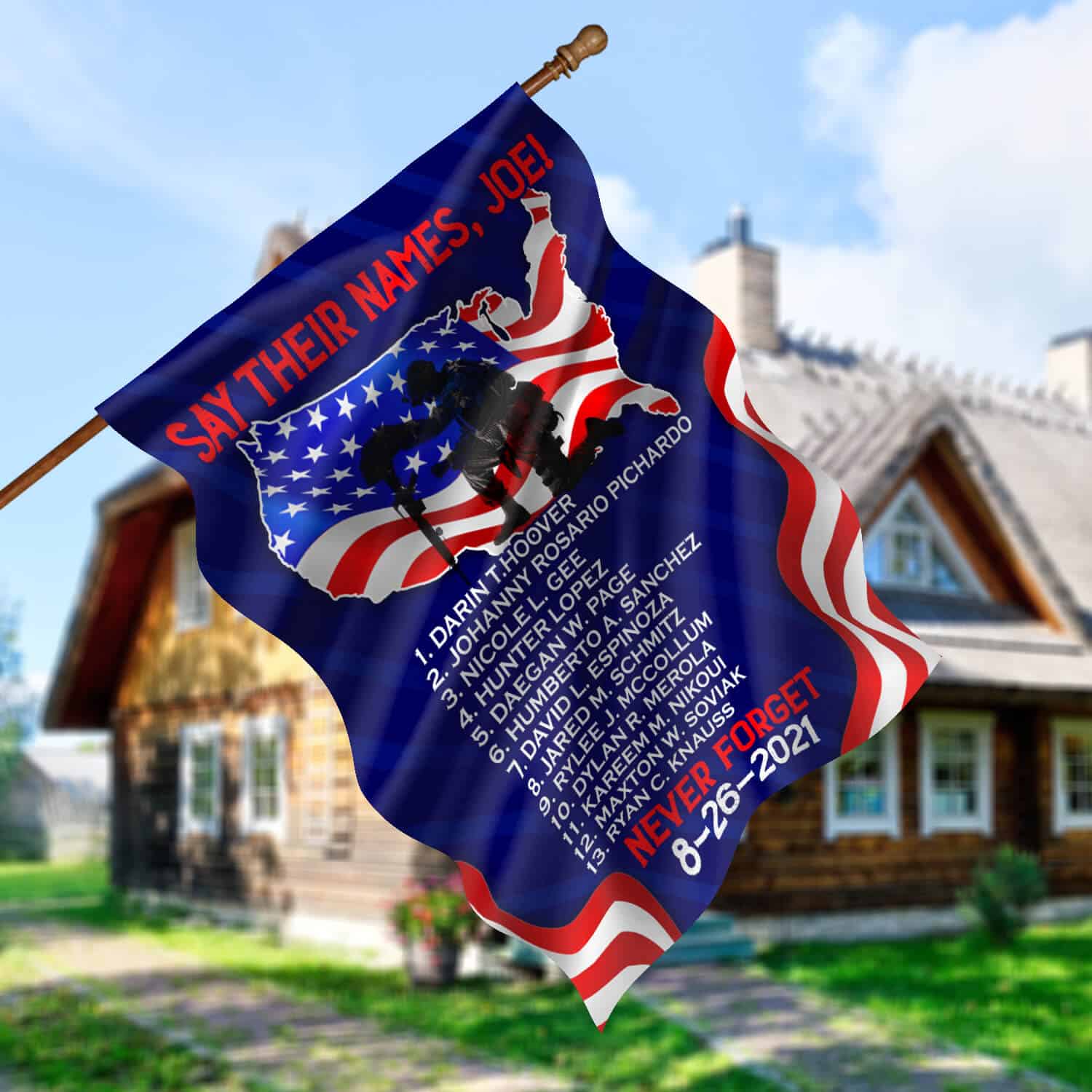 3HV. 13 Fallen Soldiers-FLAG -30X40 House Flag Mockup 5