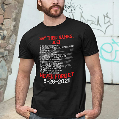 Alternative view of Say Their Names Joe Names Of Fallen Soldiers 13 Heroes T-Shirt - Biden Has Blood On His Hand V-Neck Tee