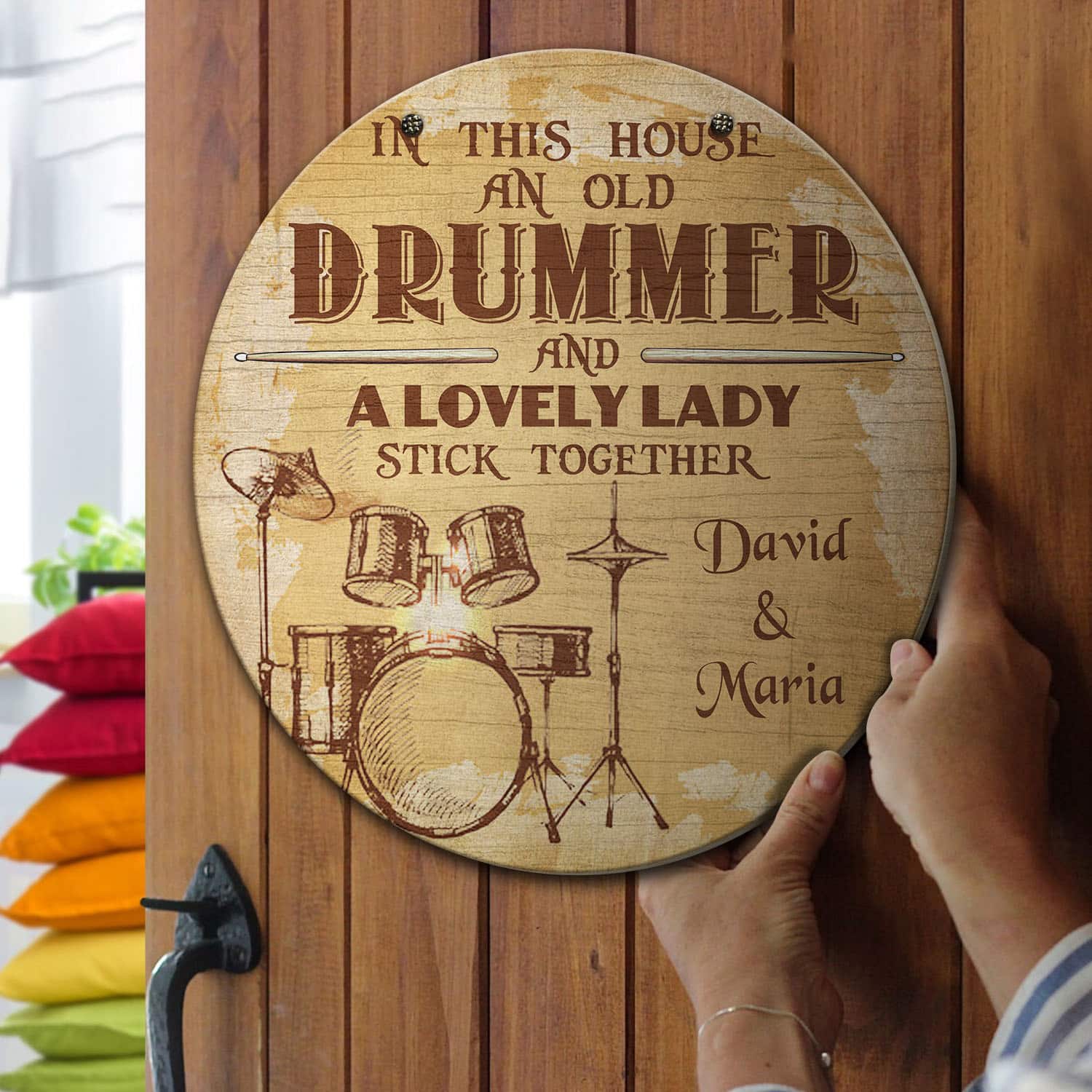 4O. Old Drummer-Sample Design Door Sign Mockup 13