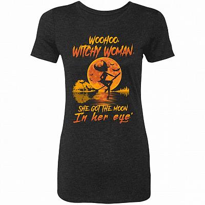 3KT. Woohoo Witchy Woman Halloween, Vintage Black, Premium Ladies T-Shirt
