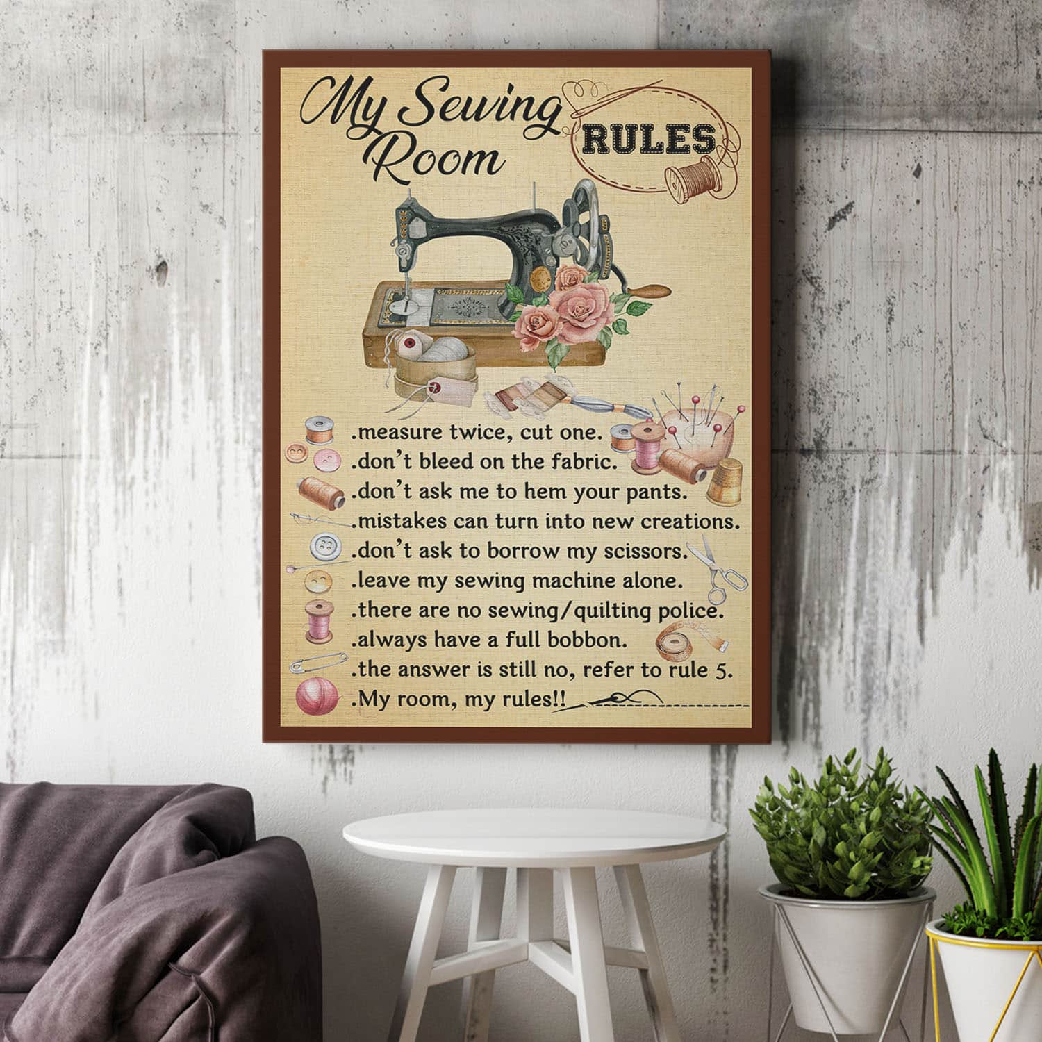 4VT. My Sewing Room Rules canvas mk1